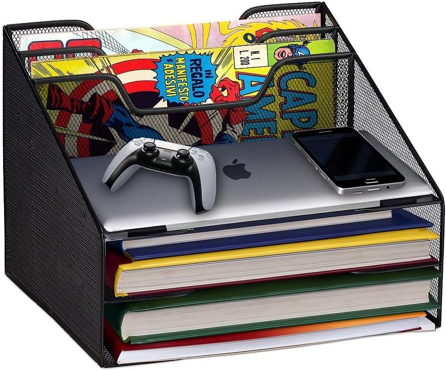 Halter Black Desk Organizer - 5 Compartments