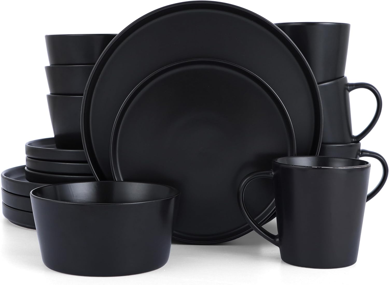 HaWare 16-Piece Dinnerware Set - Stylish Matte Black Dishes