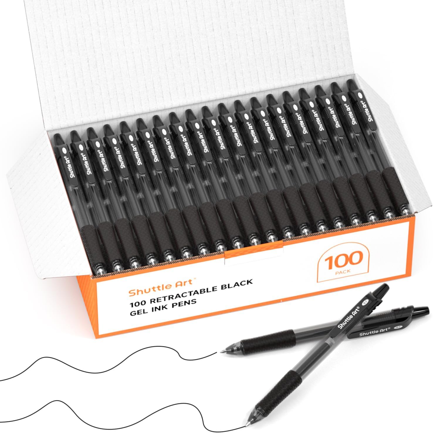 Shuttle Art 100 Pack Black Gel Pens for Smooth Writing