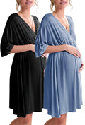 3 in 1 Maternity Nursing Dress 2 Pack - Soft Hospital Gown