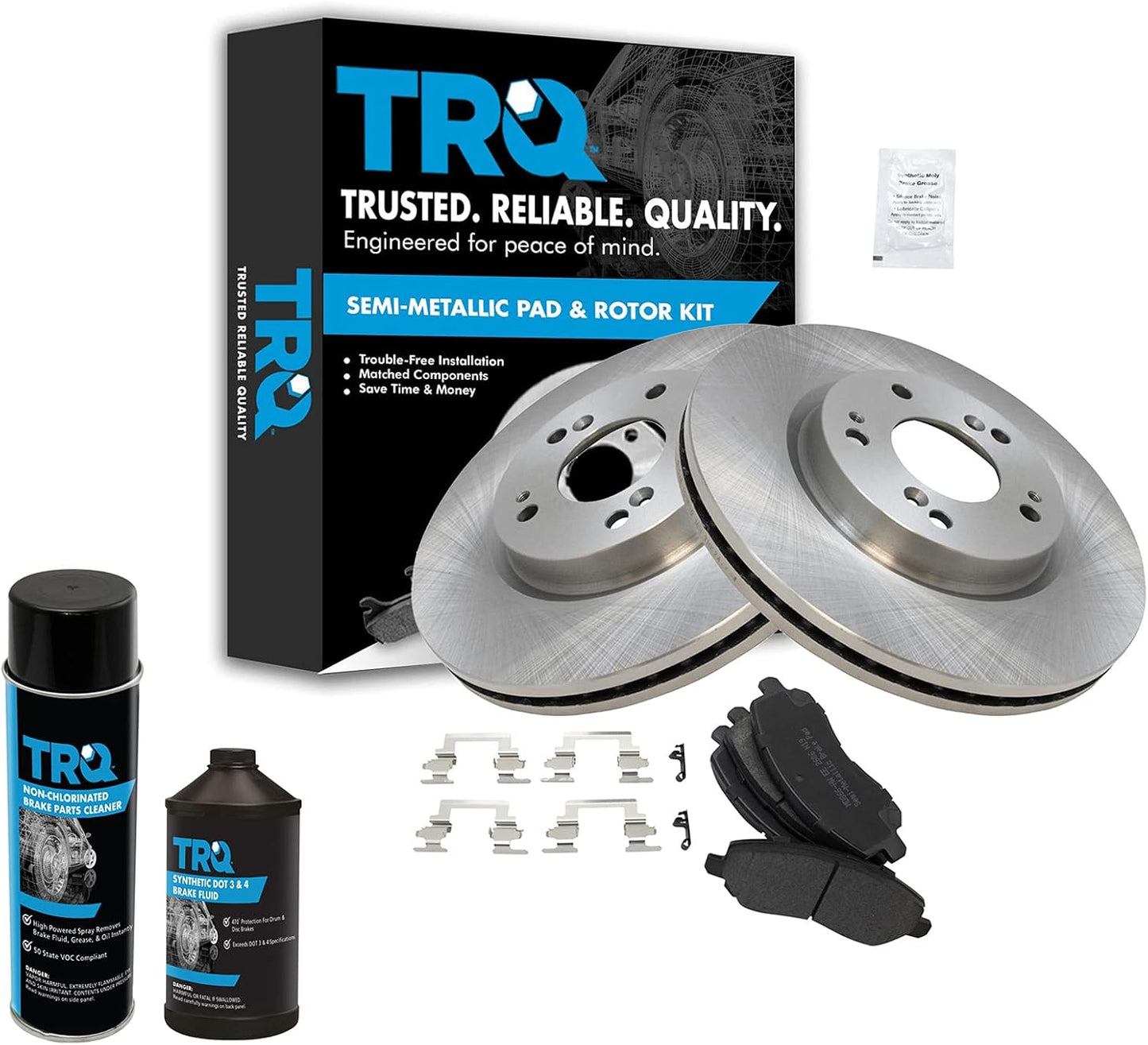 TRQ Front Brake Pad & Rotor Kit for Chrysler Dodge Jeep Mitsubishi