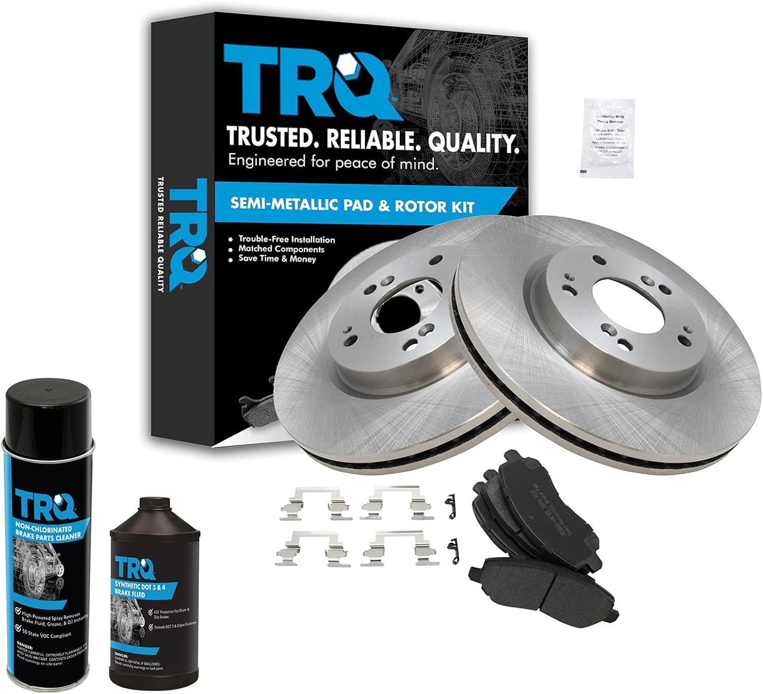 TRQ Front Brake Pad & Rotor Kit for Chrysler Dodge Jeep Mitsubishi