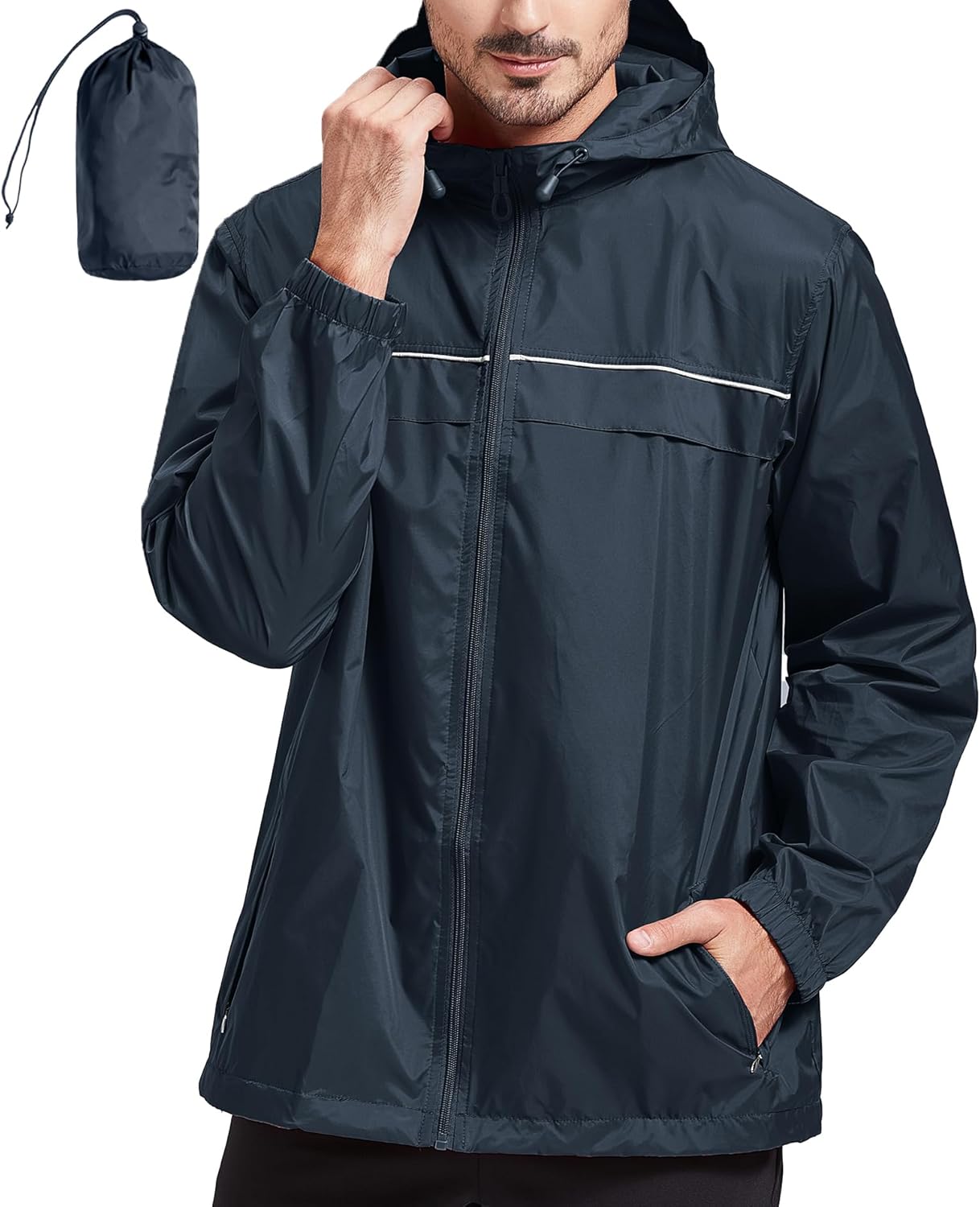 SWISSWELL Rain Jacket Men Waterproof Windbreaker for Casual Use