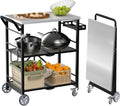 Folding Grill Cart Metal Pizza Oven Stand Table - Quick Setup