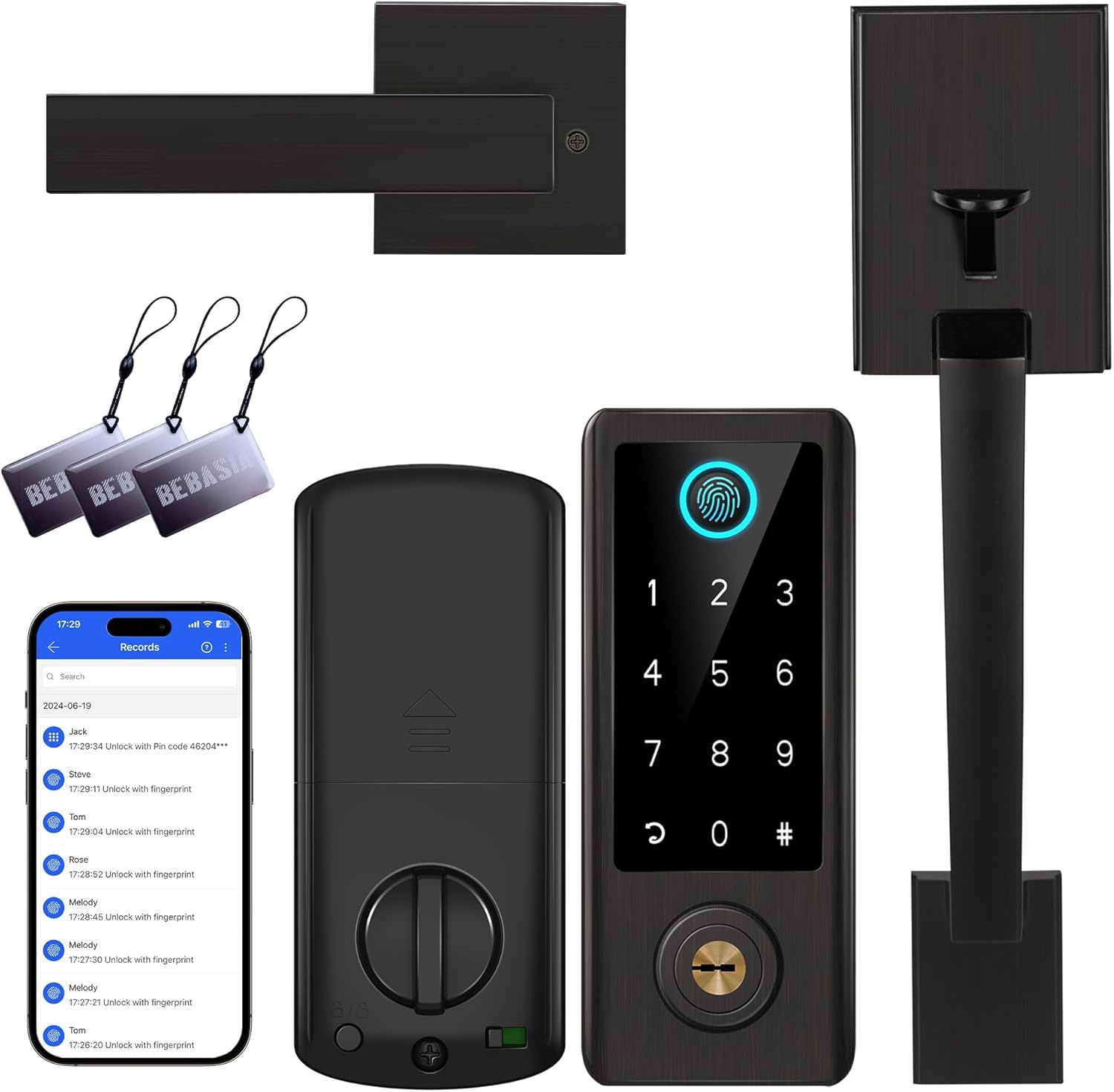 Fingerprint Door Lock with Handle Sets for Smart Security