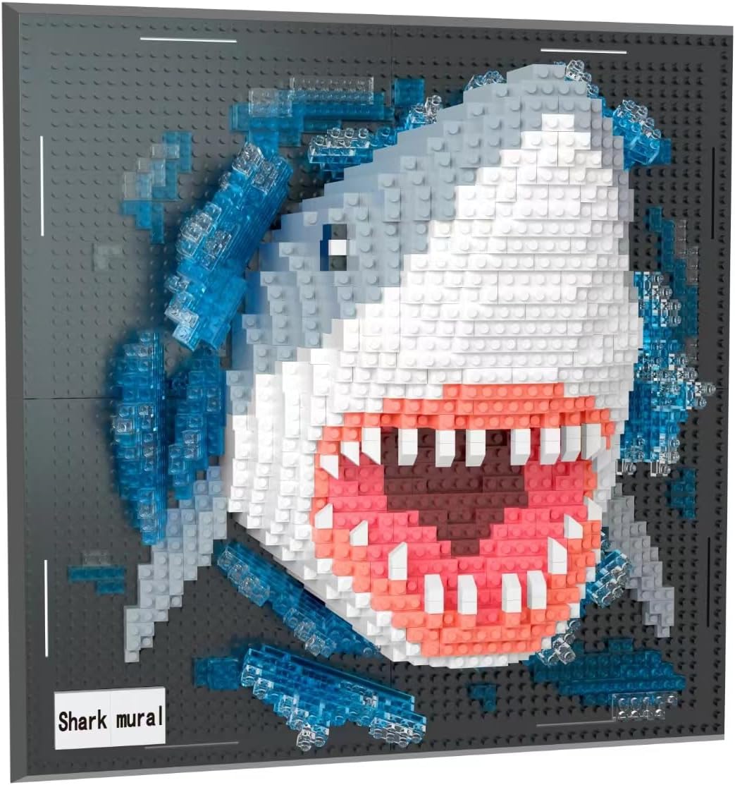 Shark Building Blocks Set for Creative Wall Art and Decor
