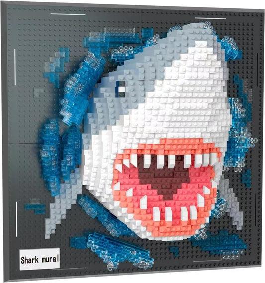 Shark Building Blocks Set for Creative Wall Art and Decor