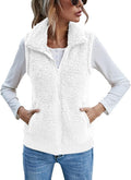 Womens Fuzzy Fleece Vest - Plush Sleeveless Zip Up Sherpa Jacket