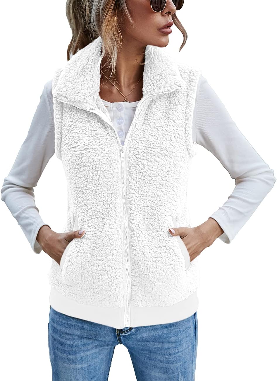 LOMON Womens Fuzzy Fleece Vest for Casual Warmth and Style