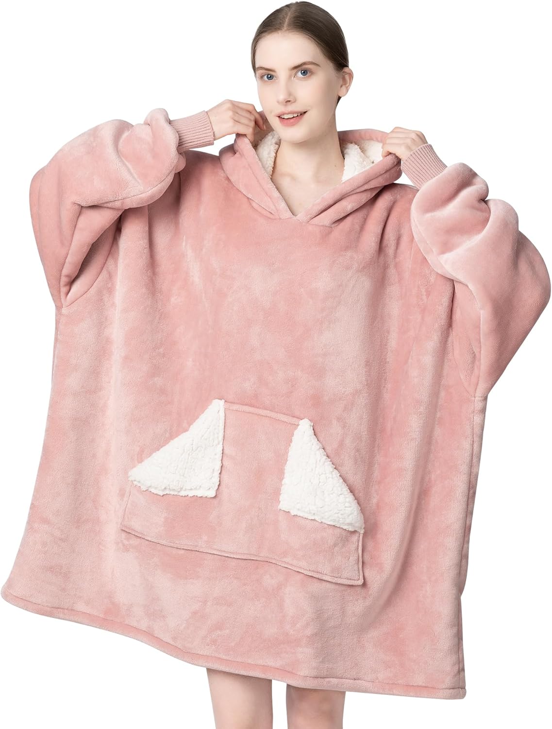 Touchat Oversized Sherpa Hoodie Blanket
