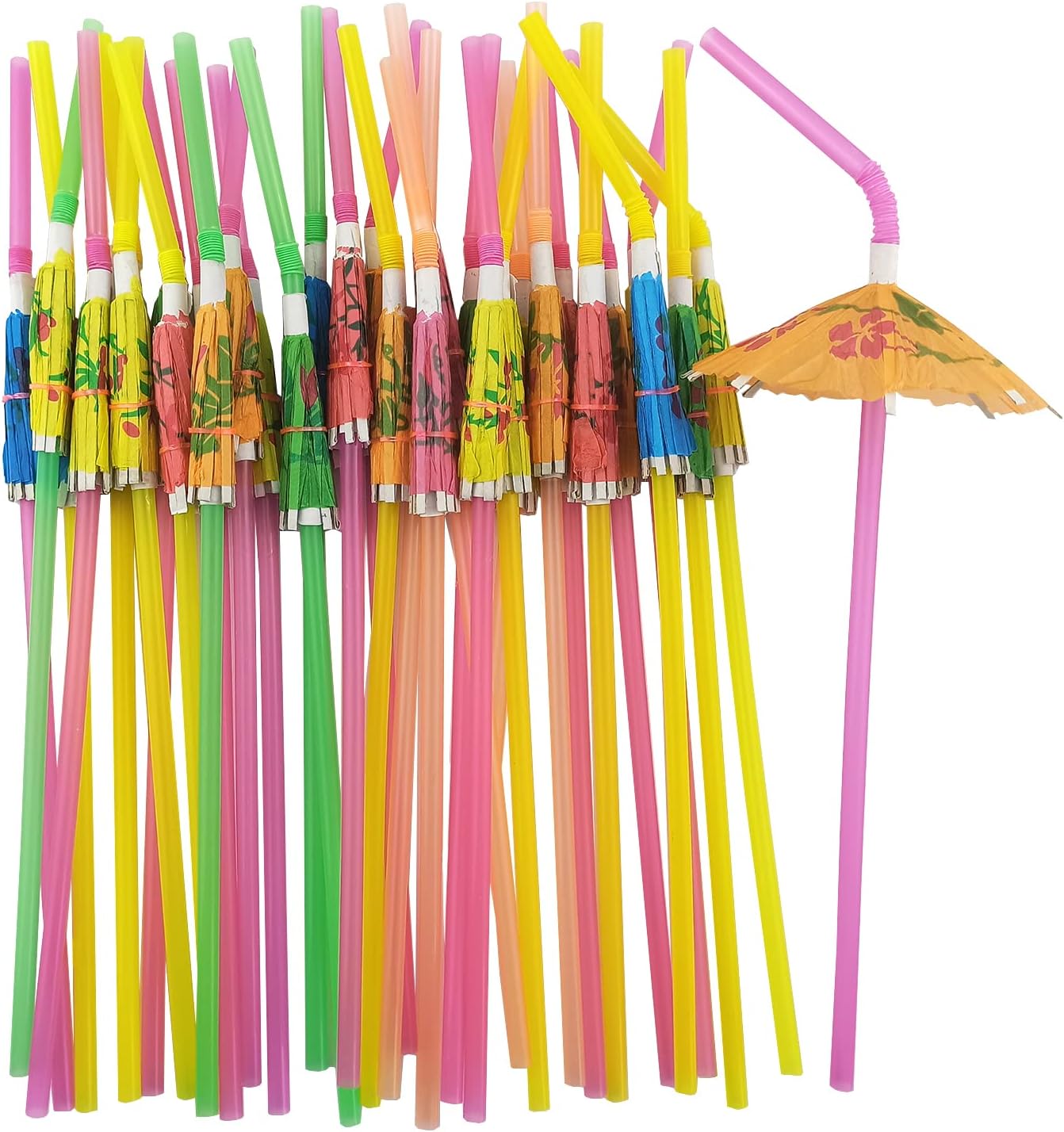 Hawaiian Luau Party 50pcs Umbrella Drinking Straws by YAOSHENG