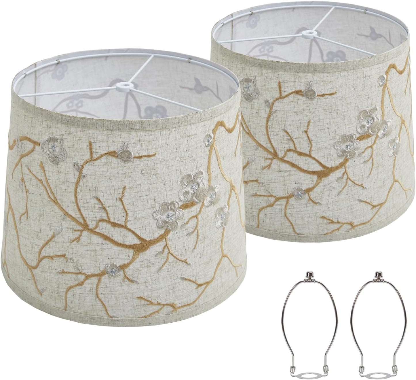 Lampshades Set of 2 for Table and Floor Lamps with Flower Design