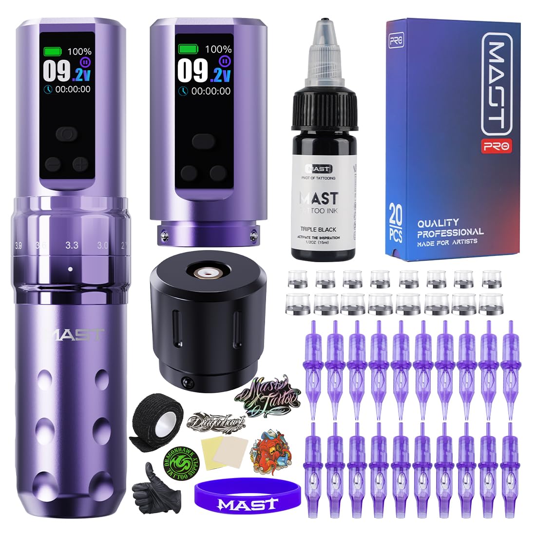 Mast Fold2 Pro Tattoo Kit: Cordless Tattoo Gun for Professionals