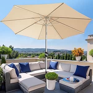 BLUU 9 FT Aluminum Outdoor Patio Umbrella for Sun Protection