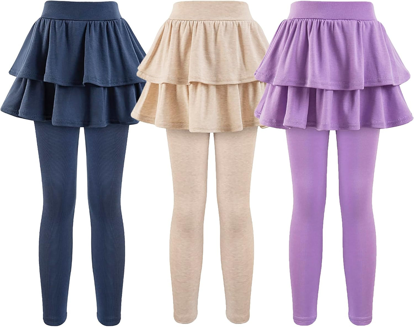 Girls School Uniform Pants Leggings with Skirts for Ages 4-12