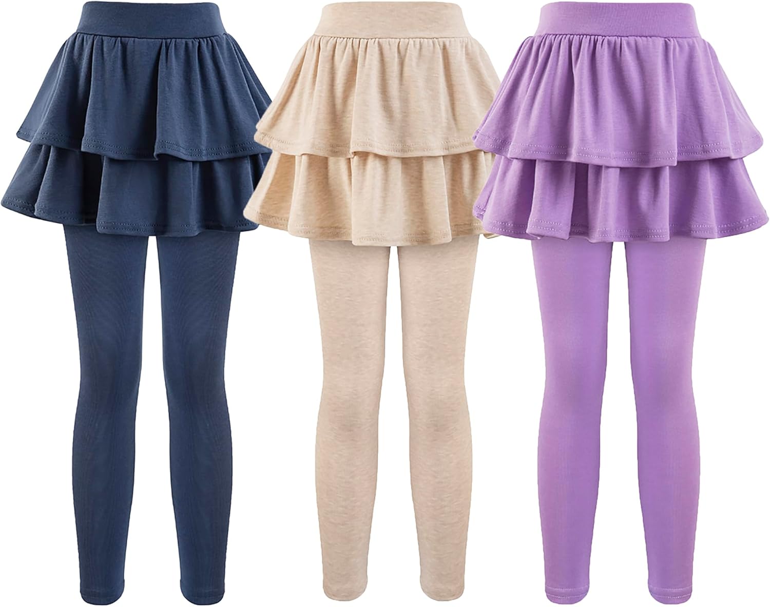 Girls School Uniform Pants Leggings with Skirts for Ages 4-12