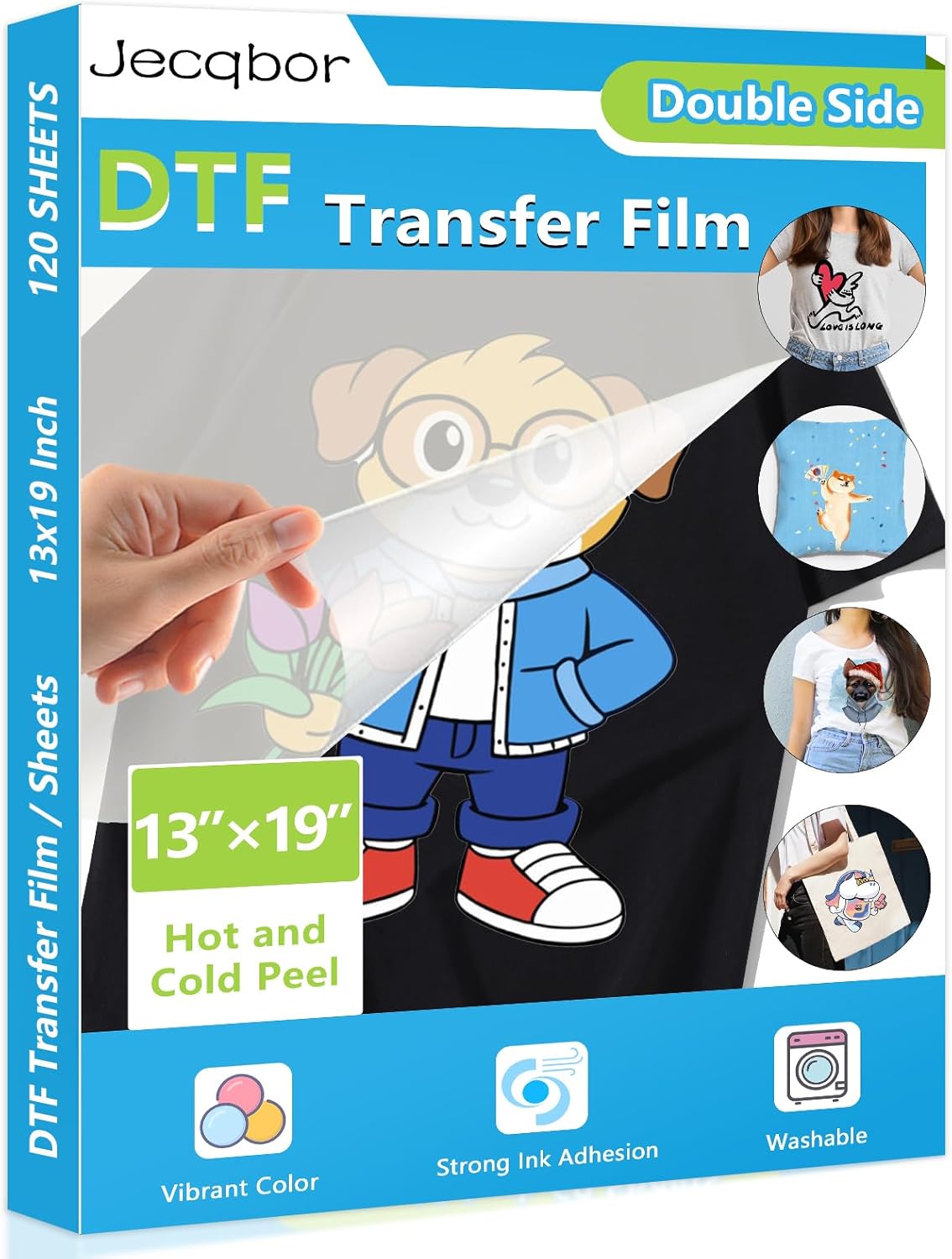 Jecqbor DTF Transfer Film 13x19 Inch for All Fabrics and Colors