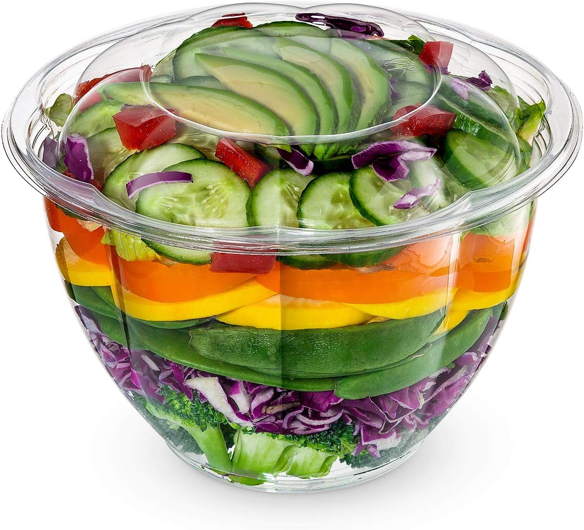 Comfy Package Clear Plastic Salad Bowls with Lids for Takeout