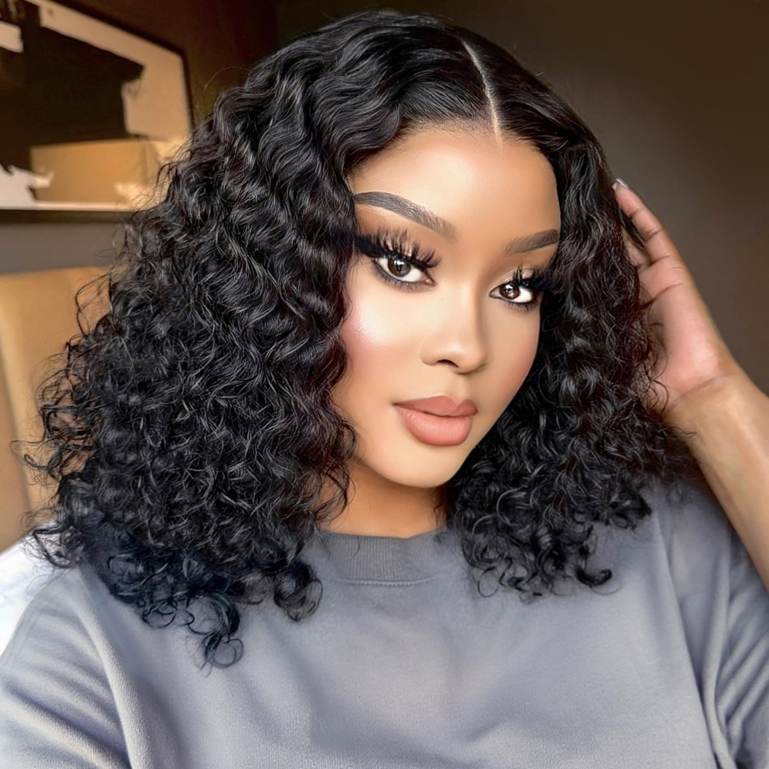 Bob Wig Human Hair 13x6 Lace Frontal Deep Curly Wave 14 Inch