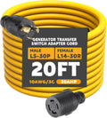 Generator Transfer Switch Adapter Cord L5-30P to L14-30R - 20ft