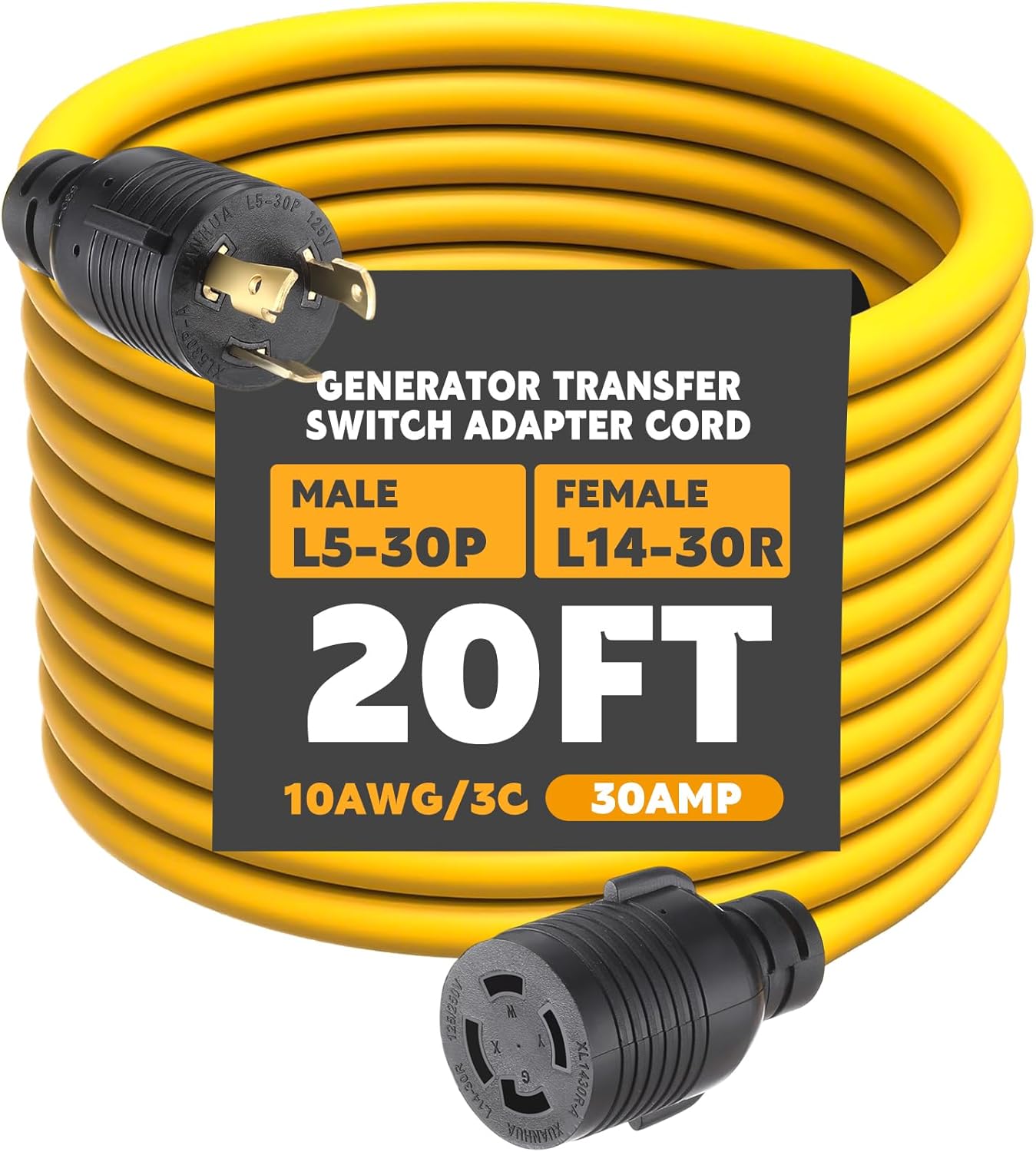 20ft Generator Transfer Switch Adapter Cord for Safe Power Use