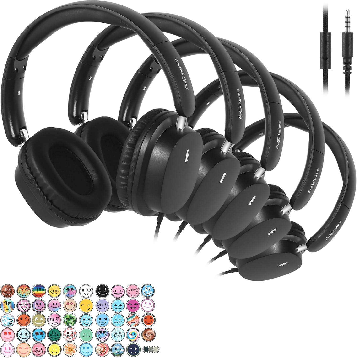 Kids Headphones Bulk 5 Pack for School with HD Mic Sound