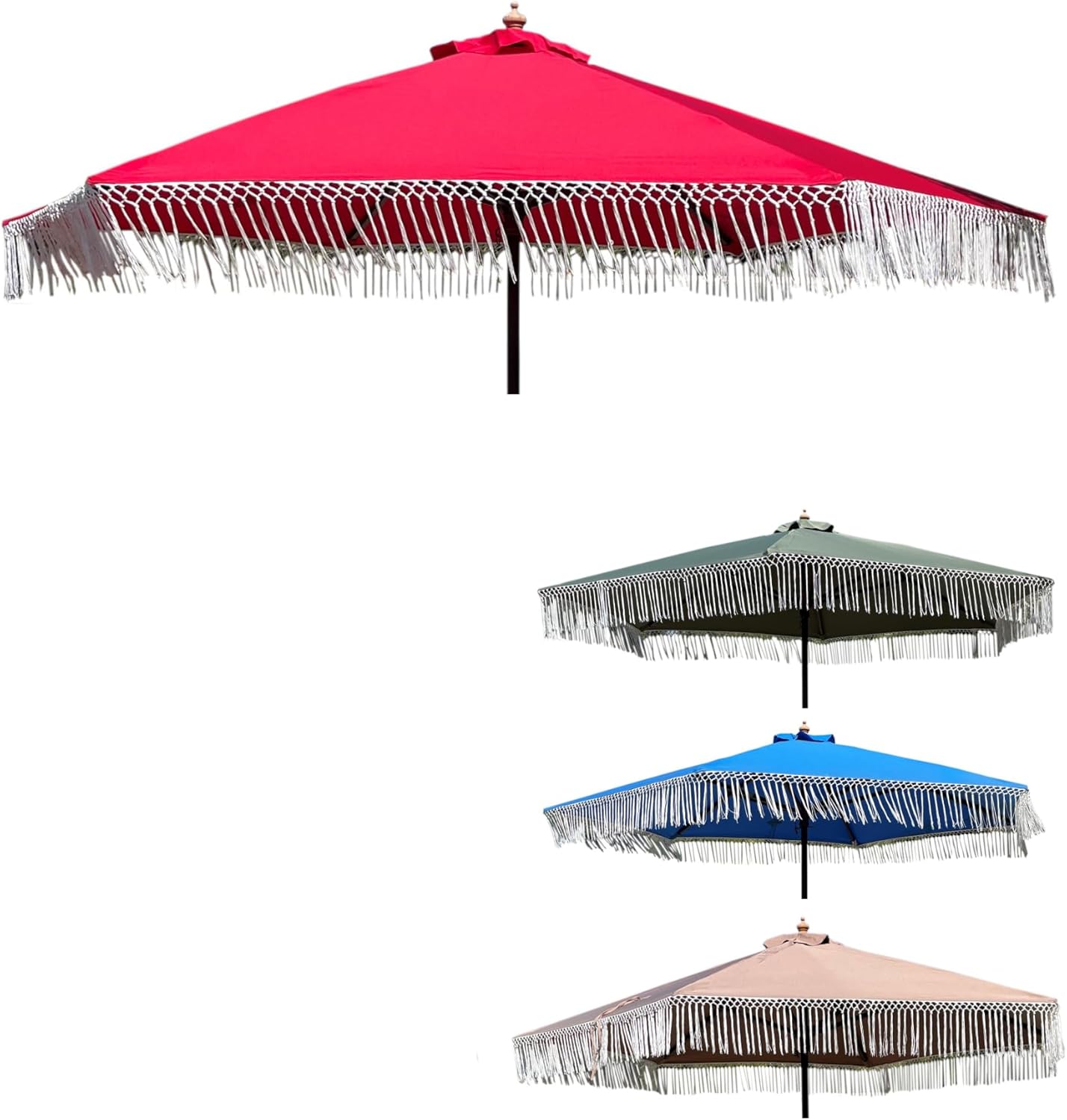 9ft Replacement Umbrella Canopy with Luxurious Fringe Valance
