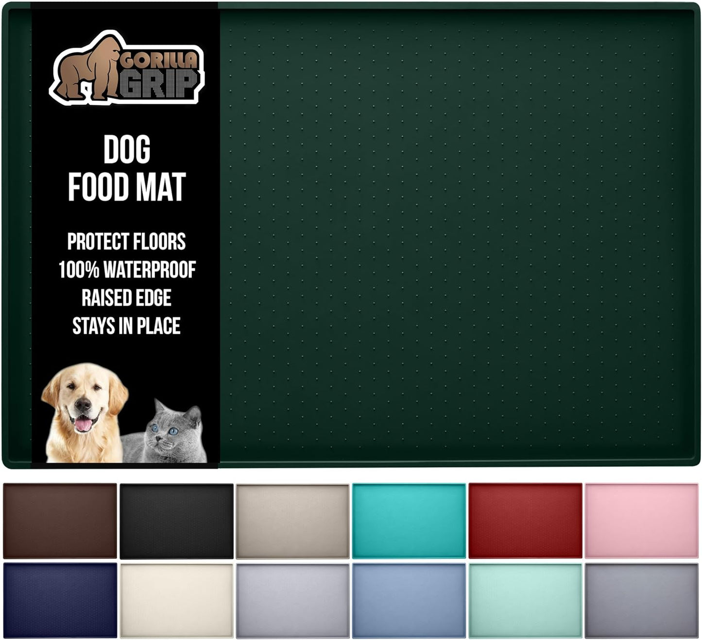 GORILLA GRIP Waterproof Pet Feeding Mat for Dogs and Cats
