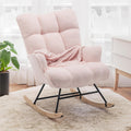 Pink Teddy Upholstered Glider Rocker Nursery Chair - Cozy Nursing Seat