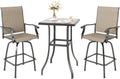 MFSTUDIO 3 Piece Outdoor Swivel Bar Set - Compact Patio Bistro Set