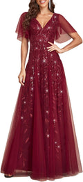 Ever-Pretty Women's Sequin Sparkly V-Neck Floor Length Evening Dress