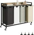 Laundry Hamper with Shelf 4-Section Laundry Sorter - Large Capacity