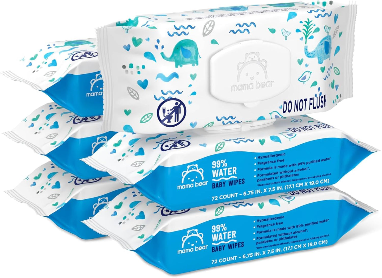 Mama Bear 99% Water Baby Wipes - Gentle & Hypoallergenic