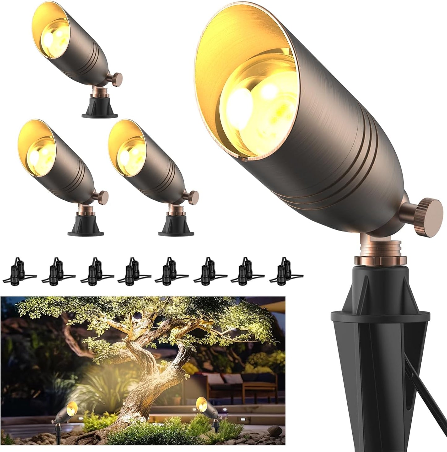 Solid Brass 12V Low Voltage Landscape Lighting for Outdoor Use