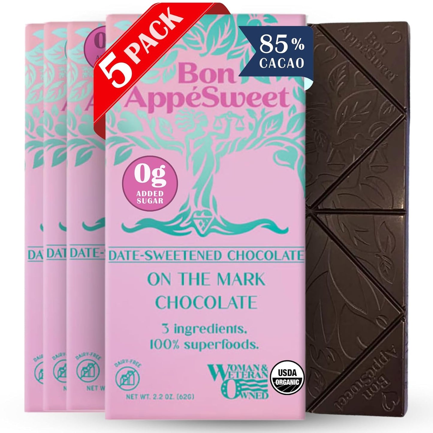 Bon Appesweet Date Sweetened Chocolate Bar - Organic Treats