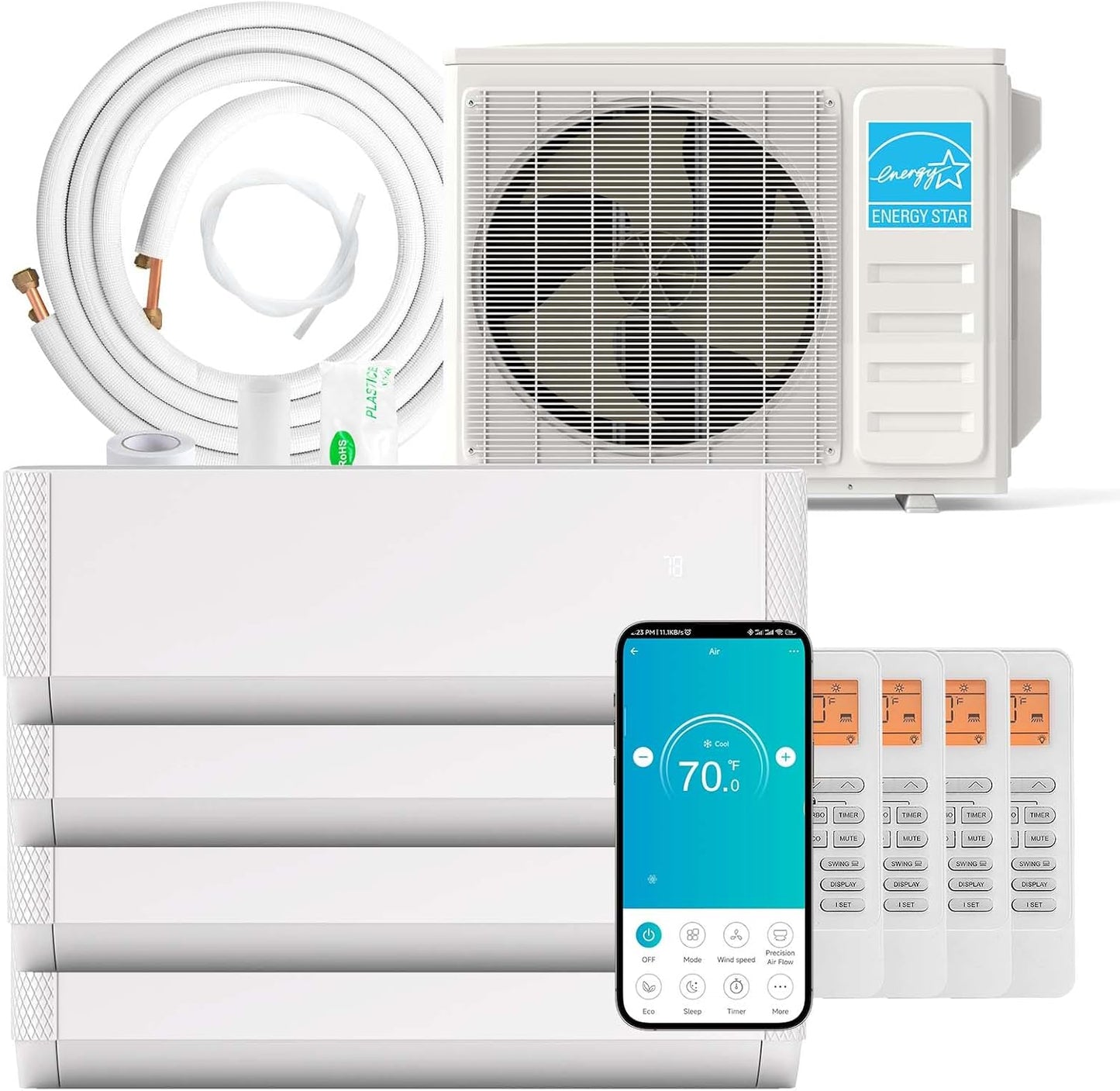 SIMOE 4 Zone Mini Split 36K BTU - Cools 1800 Sq.Ft