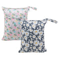 Cloth Diaper Wet Dry Bag 2pcs - Double Zippered Reusable Wet Bag