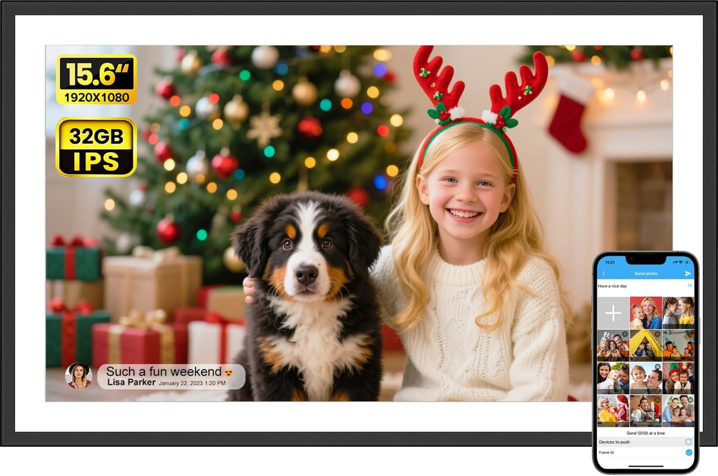 SSAWIFIFRAME 15.6 inch Digital Picture Frame with WiFi and App