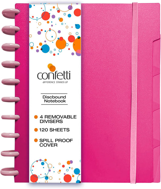 Smart Wide Ruled Disc Planner - Spill Proof Cover - Pink