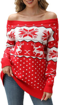 Womens Oversized Color Block Off Shoulder Sweater for Cozy Style