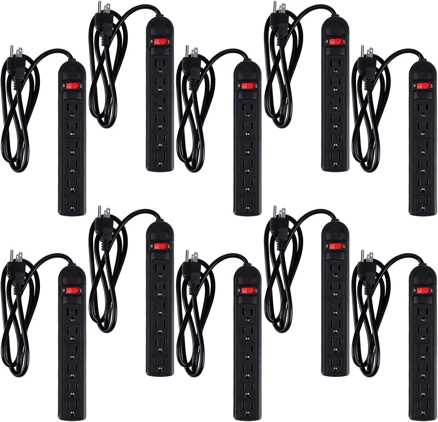 10 Pcs Surge Protector Power Strips - Home & Office Essential