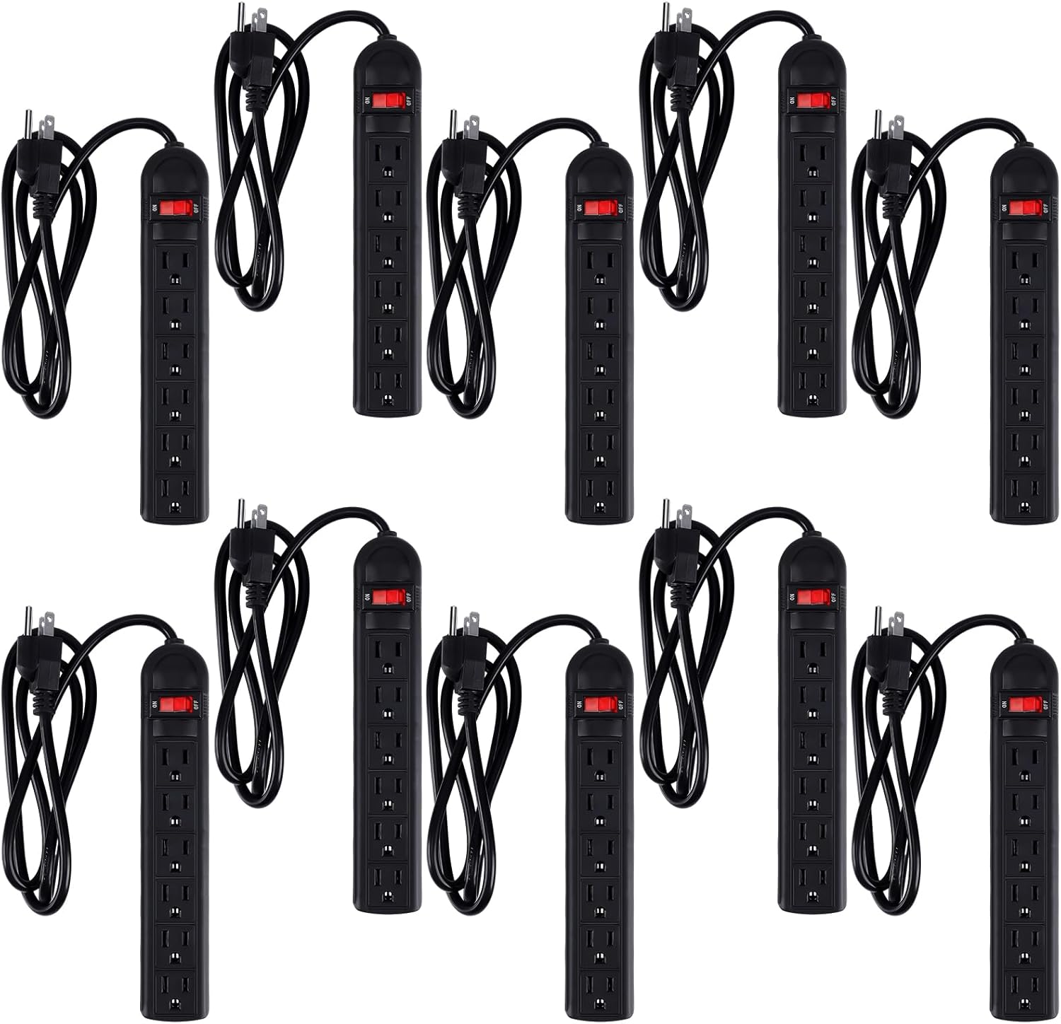10 Pcs Surge Protector Power Strips - Home & Office Essential