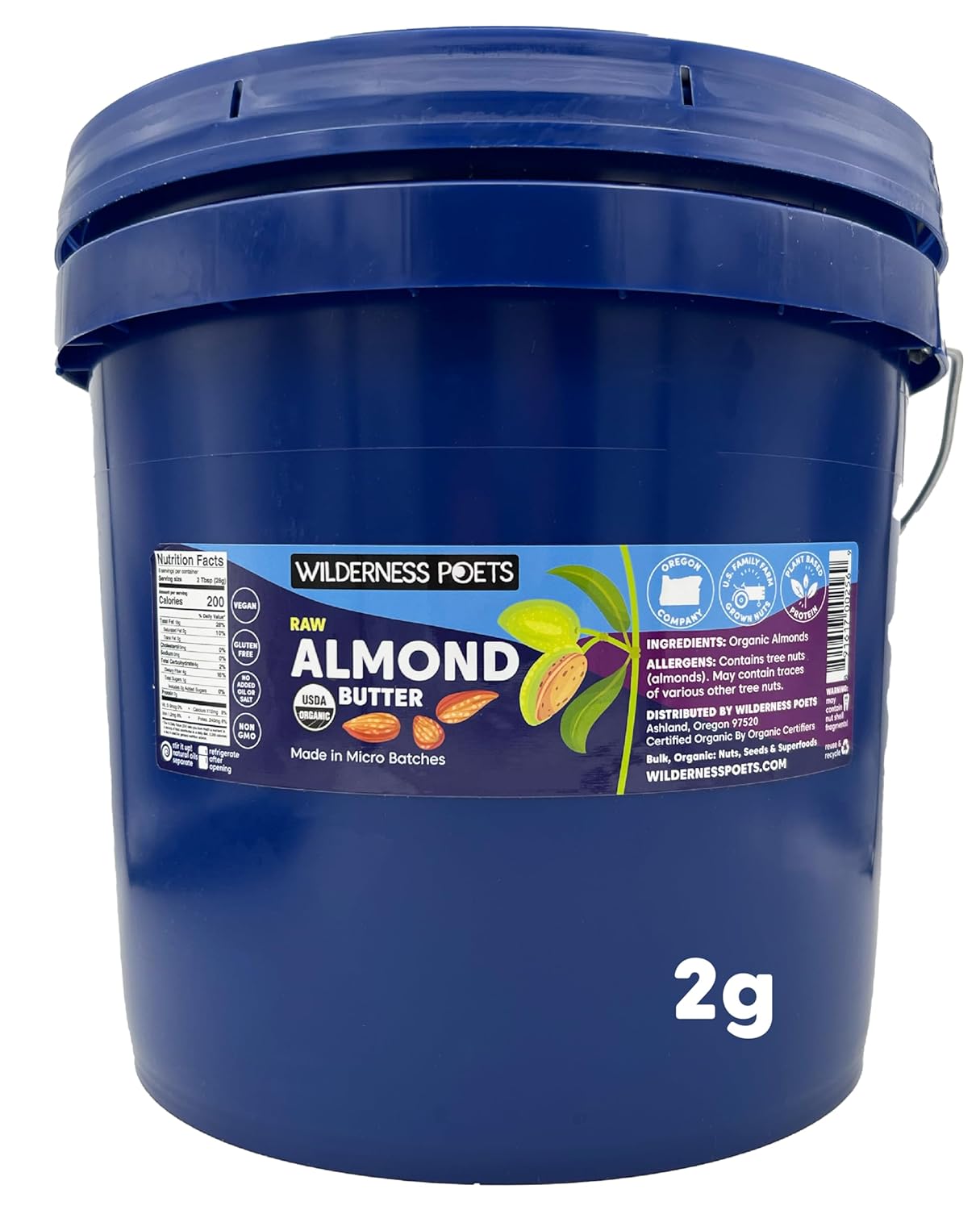 Organic Almond Butter - Raw, Unsweetened, Vegan Nut Butter