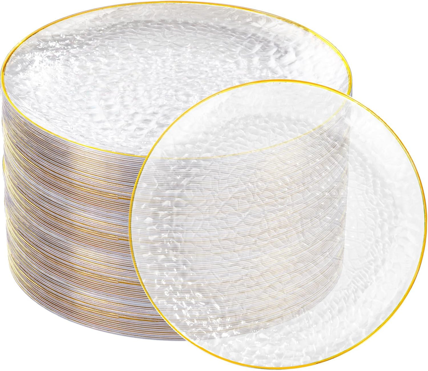 Gold Hammer Pattern Dinner Plates - 100 Pcs