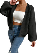 SHENHE Color Block Ribbed Knit Cropped Cardigan - Cozy Style