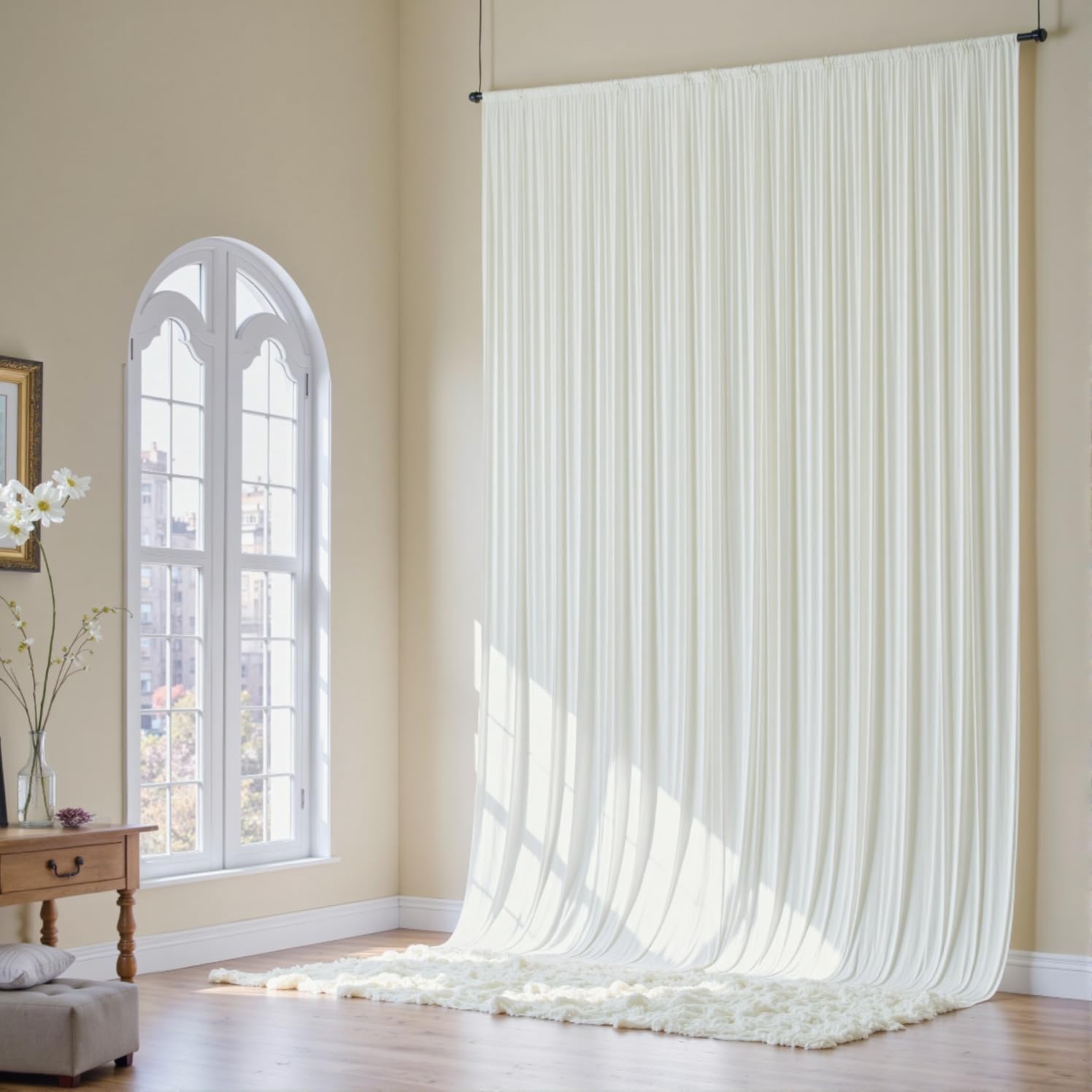 10x16ft Ivory Backdrop Curtain for Stunning Party Decor