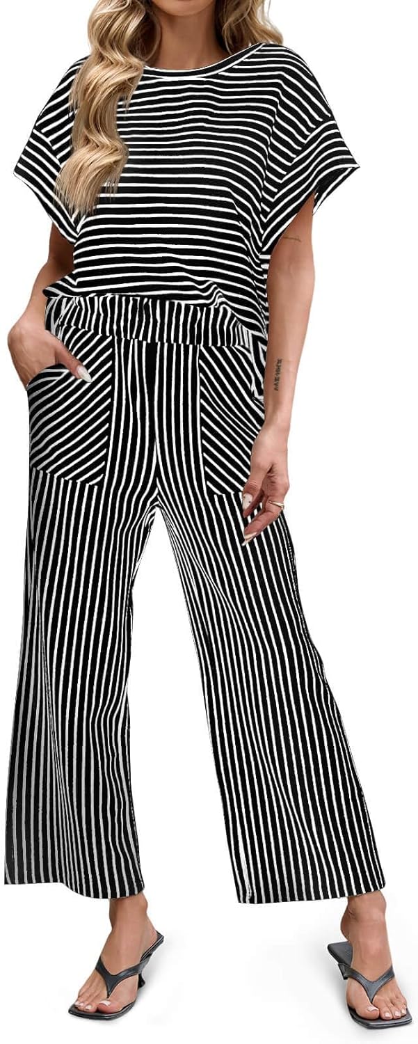 Stylish Womens Striped 2 Piece Sets for Ultimate Comfort