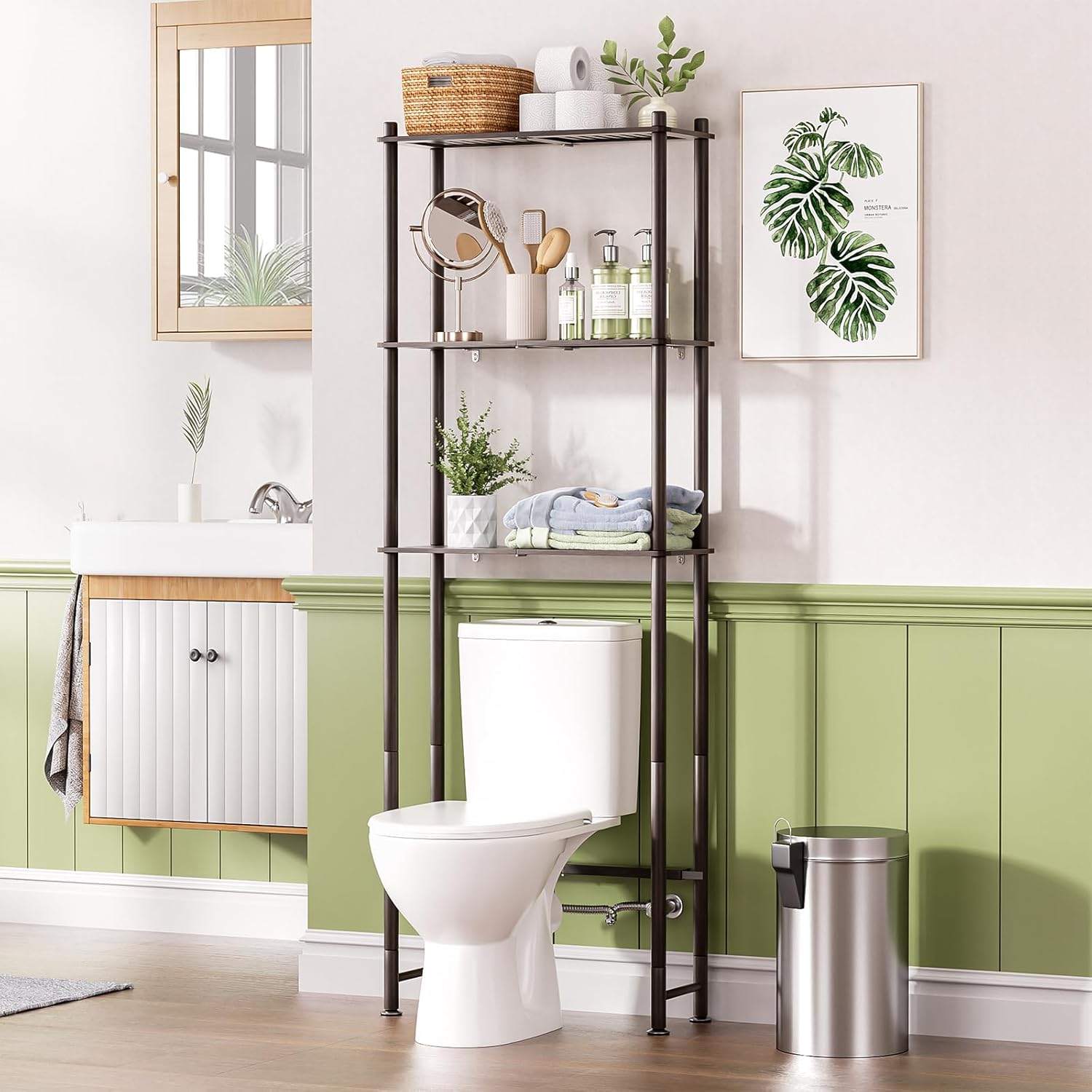 Bamboo Over The Toilet Storage Shelf for Bathroom Organization