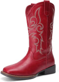 DREAM PAIRS Women's Square Toe Mid-Calf Western Boots - Comfortable