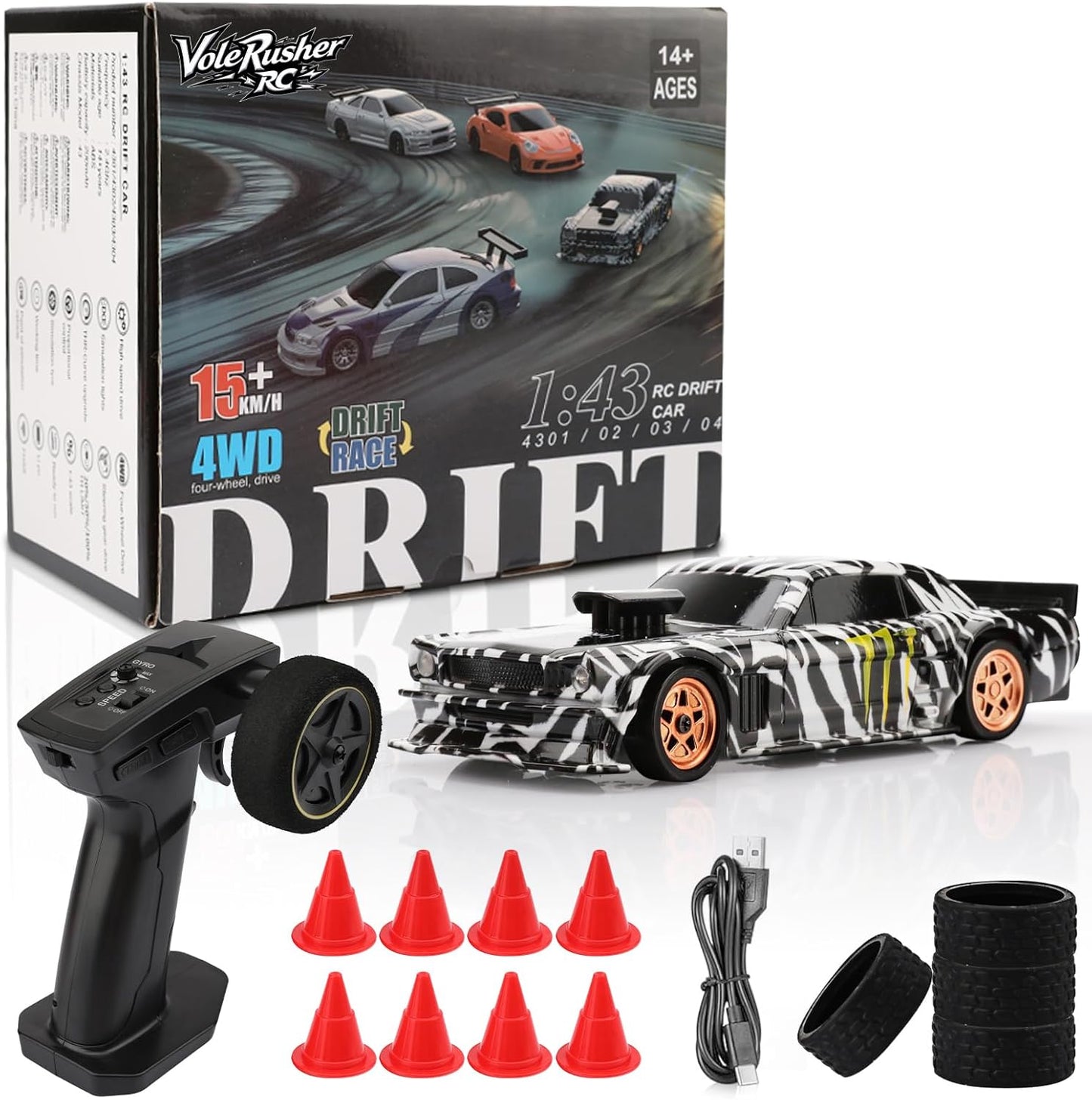 1/43 Scale Mini RC Drift Car for High-Speed Indoor Racing Fun